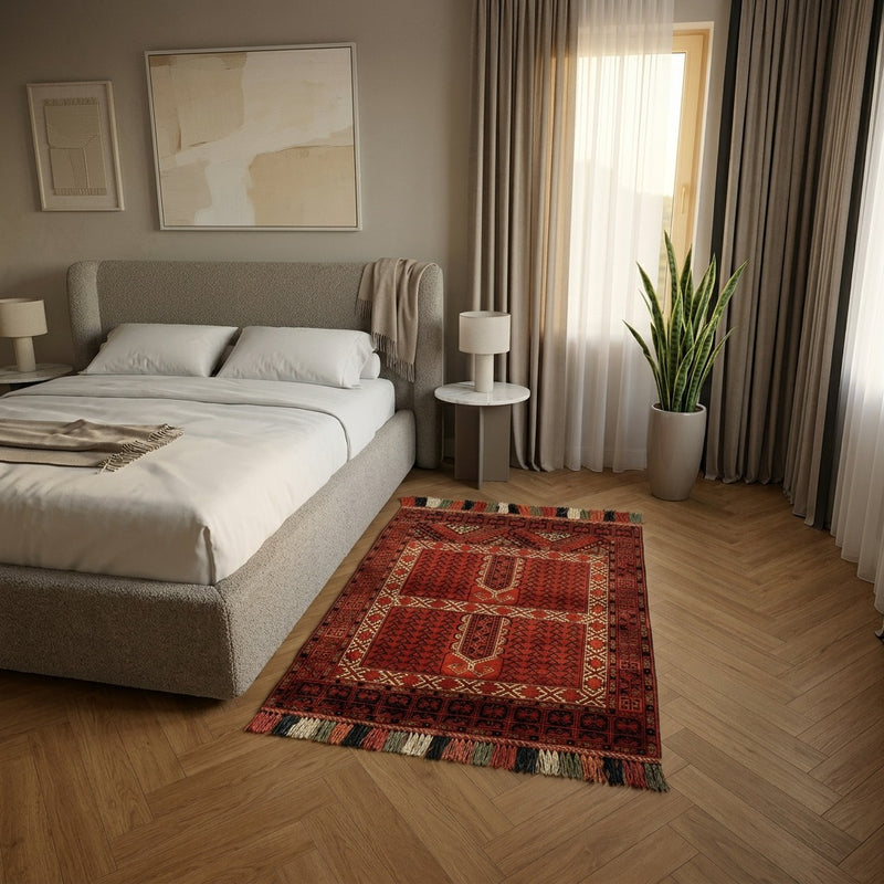Tapis afghan 118x174cm - Tapis oriental - rouille