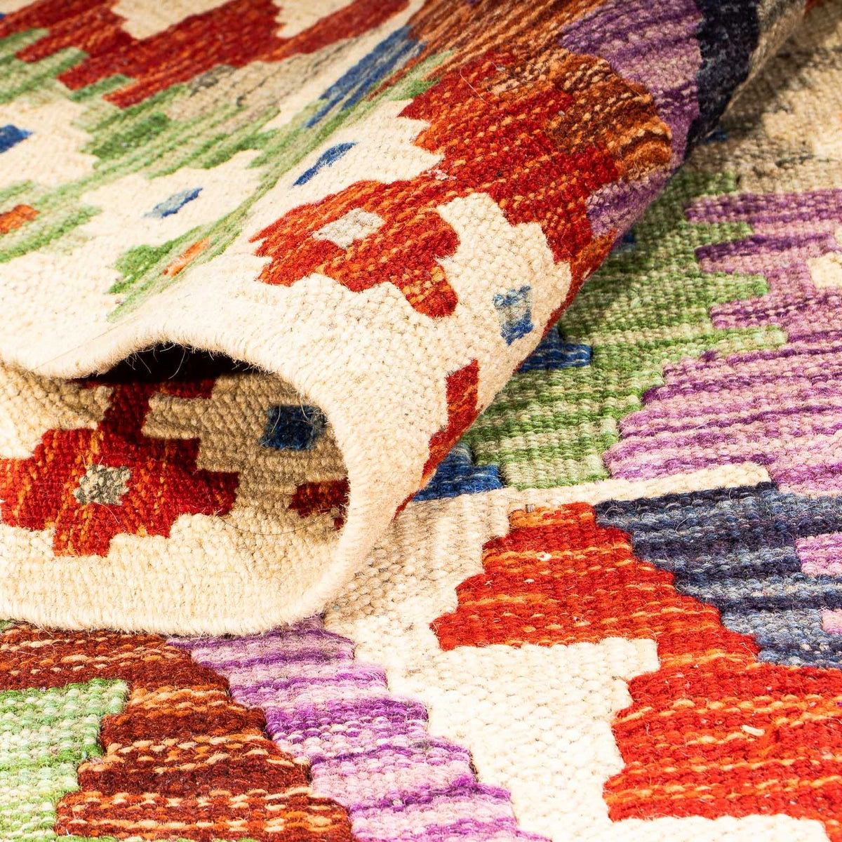 Tapis de couloir Tapis Kelim - Splash - 305 x 81 cm - beige