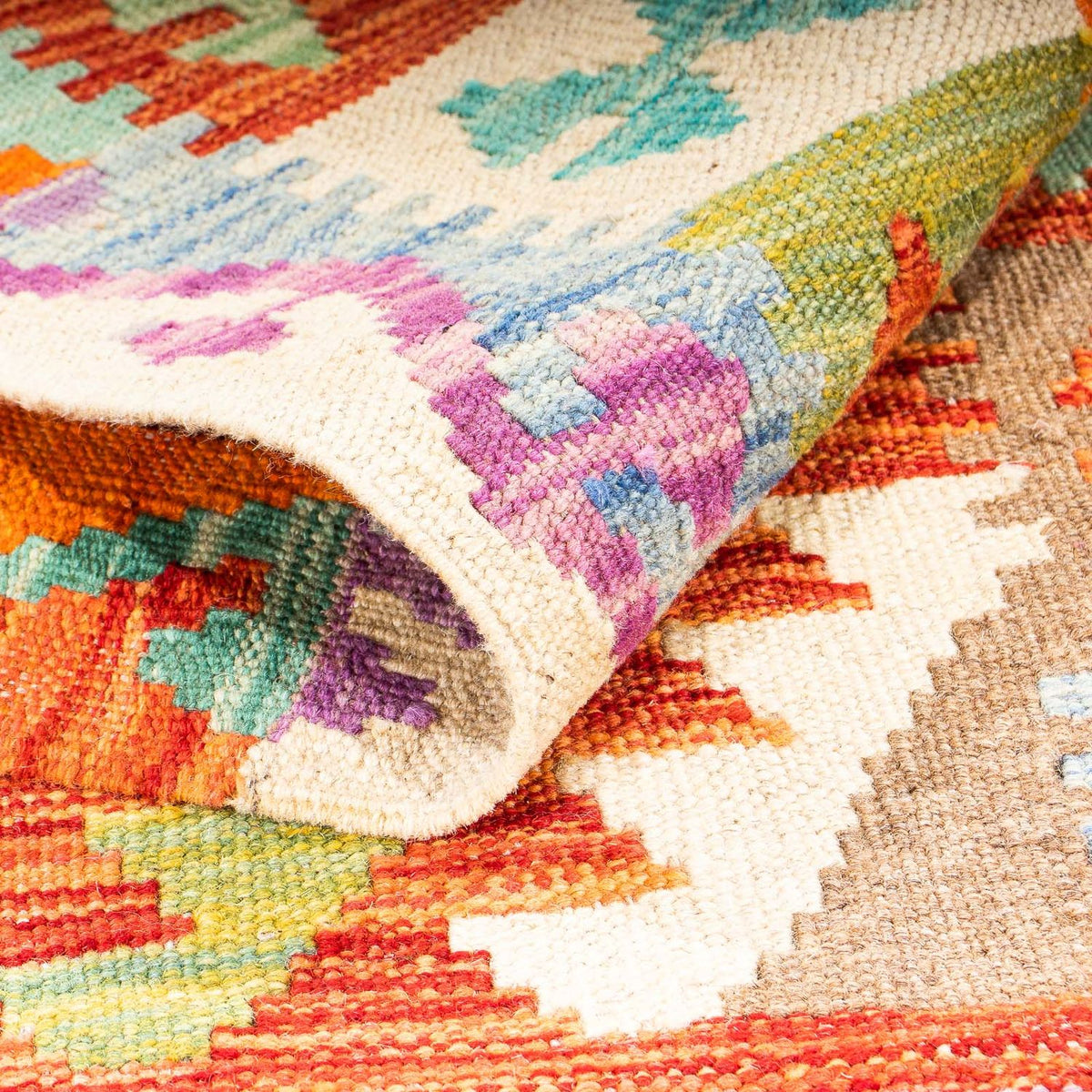 Tapis de couloir Tapis Kelim - Splash - 300 x 82 cm - multicolore