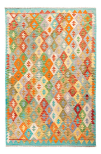 Tapis Kelim - Splash - 254 x 174 cm - turquoise