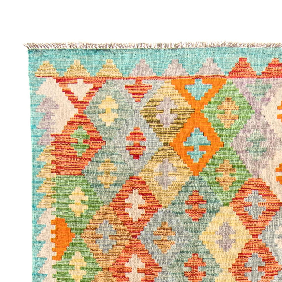 Tapis Kelim - Splash - 254 x 174 cm - turquoise