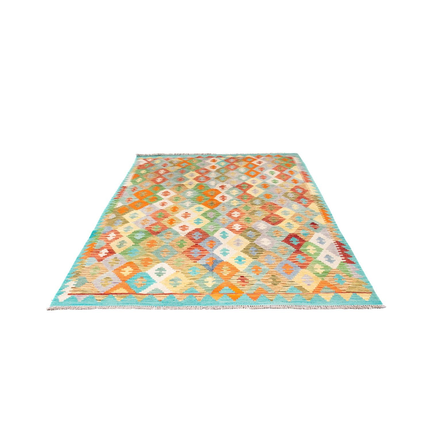 Tapis Kelim - Splash - 254 x 174 cm - turquoise
