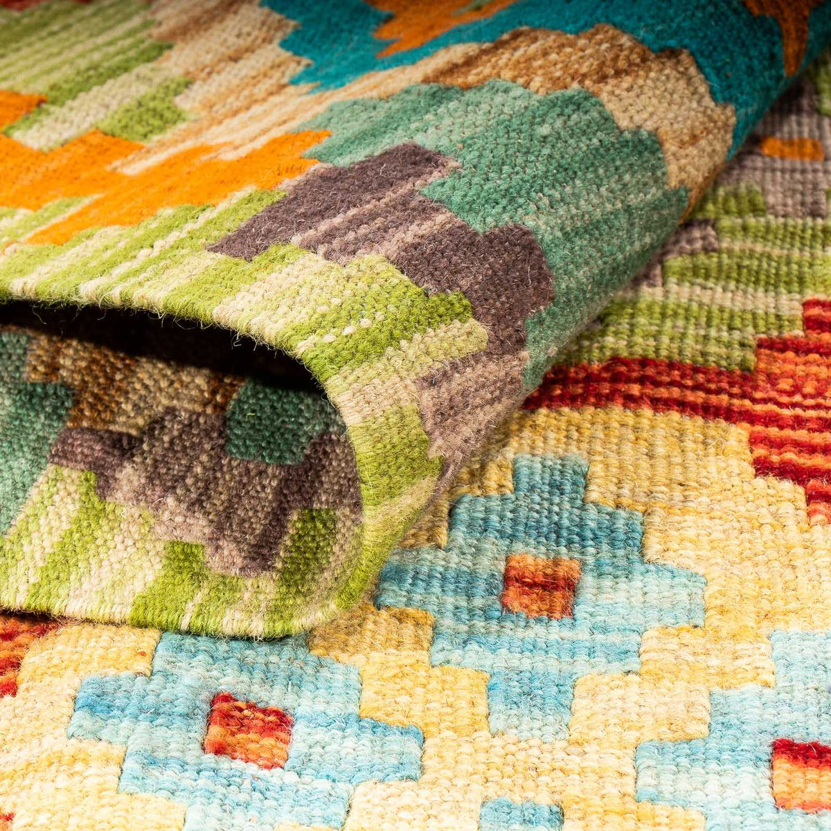 Tapis Kelim - Splash - 205 x 155 cm - vert