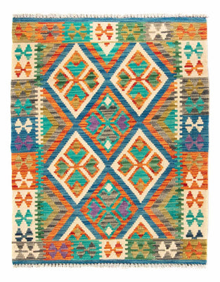 Tapis Kelim - Splash - 115 x 92 cm - bleu