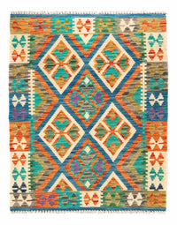 Tapis Kelim - Splash - 115 x 92 cm - bleu