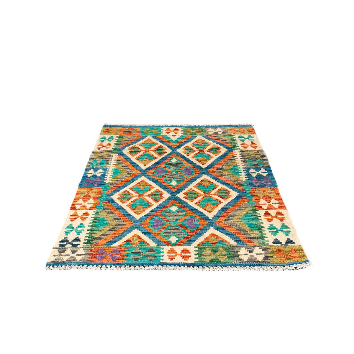 Tapis Kelim - Splash - 115 x 92 cm - bleu