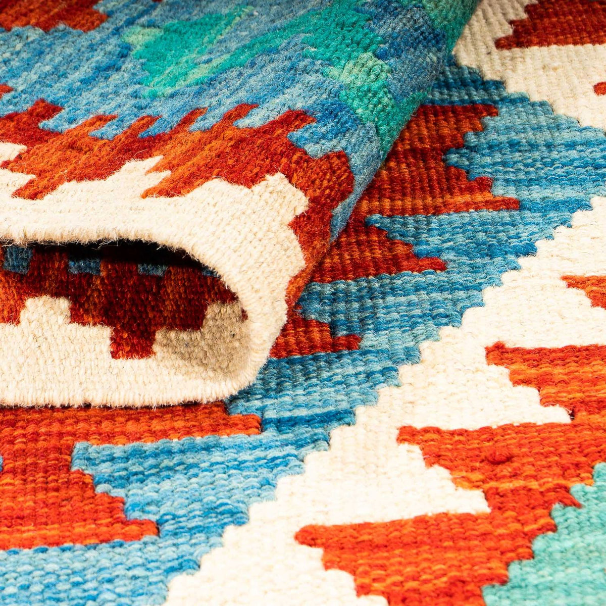 Tapis Kelim - Splash - 122 x 81 cm - bleu