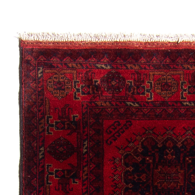 Tapis de couloir Tapis afghan - Kunduz - 295 x 82 cm - rouge foncé