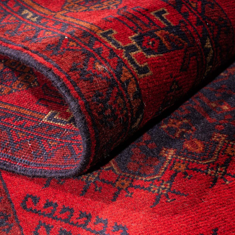 Tapis de couloir Tapis afghan - Kunduz - 295 x 82 cm - rouge foncé