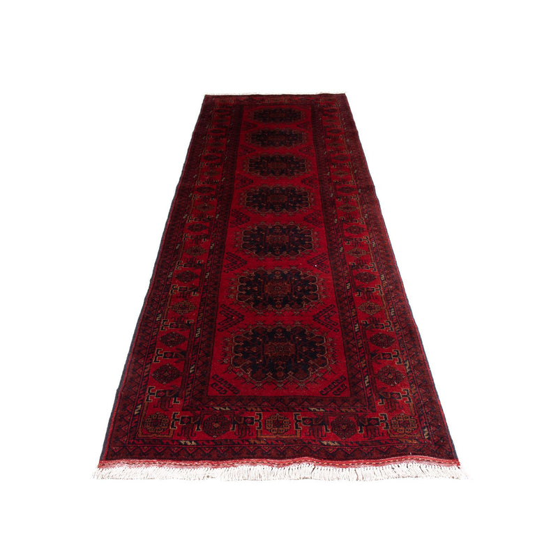 Tapis de couloir Tapis afghan - Kunduz - 295 x 82 cm - rouge foncé
