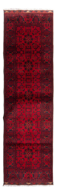 Tapis de couloir Tapis afghan - Kunduz - 299 x 82 cm - rouge foncé