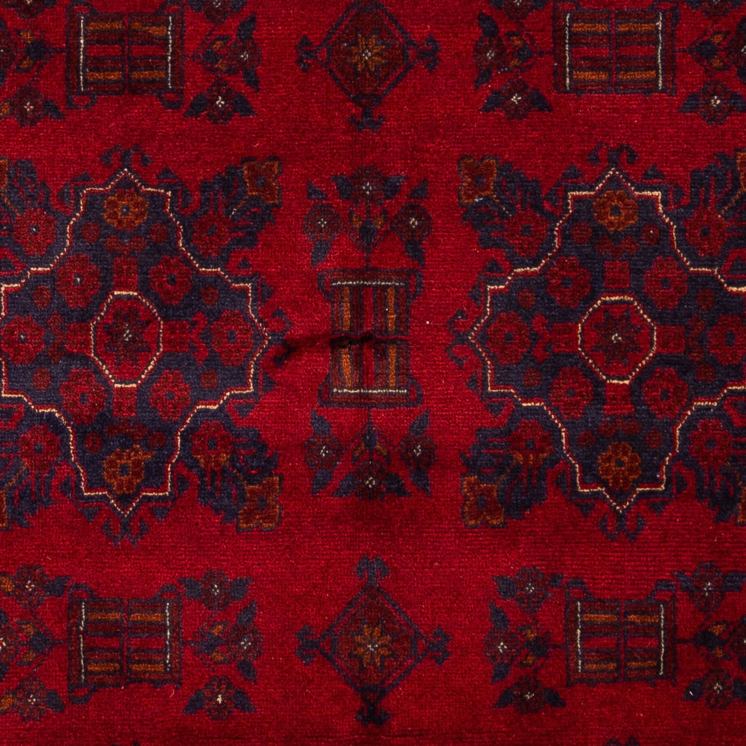 Tapis afghan - Kunduz - 219 x 126 cm - rouge foncé