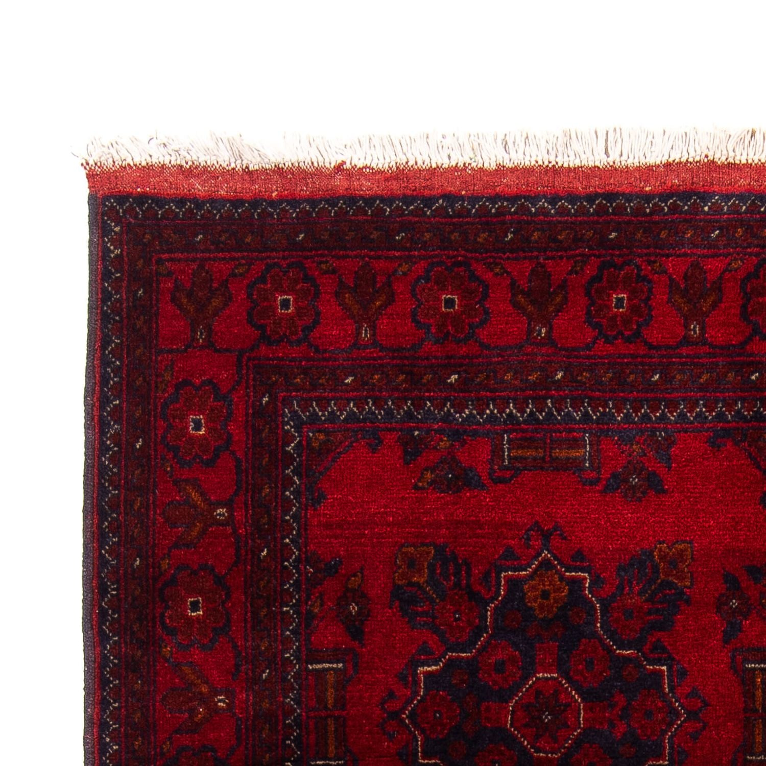 Tapis afghan - Kunduz - 219 x 126 cm - rouge foncé