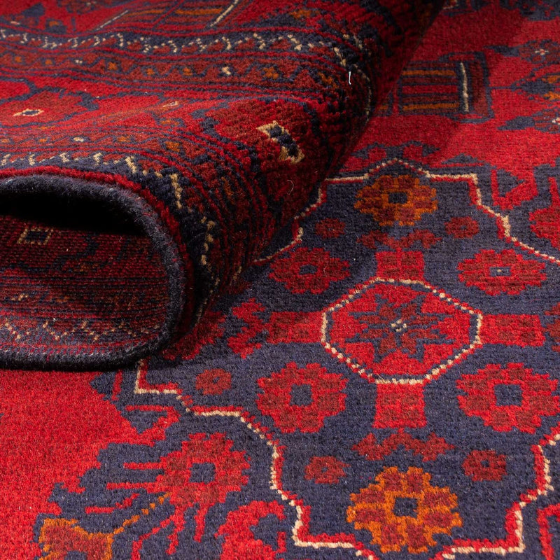 Tapis afghan - Kunduz - 219 x 126 cm - rouge foncé