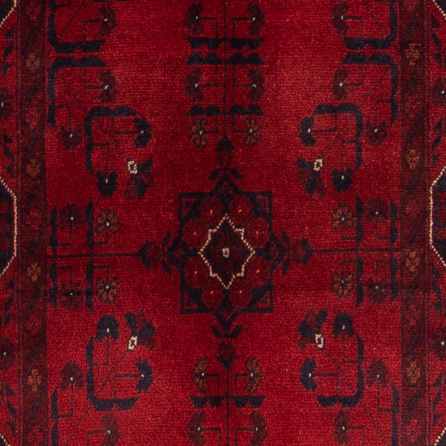 Tapis de couloir Tapis afghan - Kunduz - 298 x 82 cm - rouge foncé