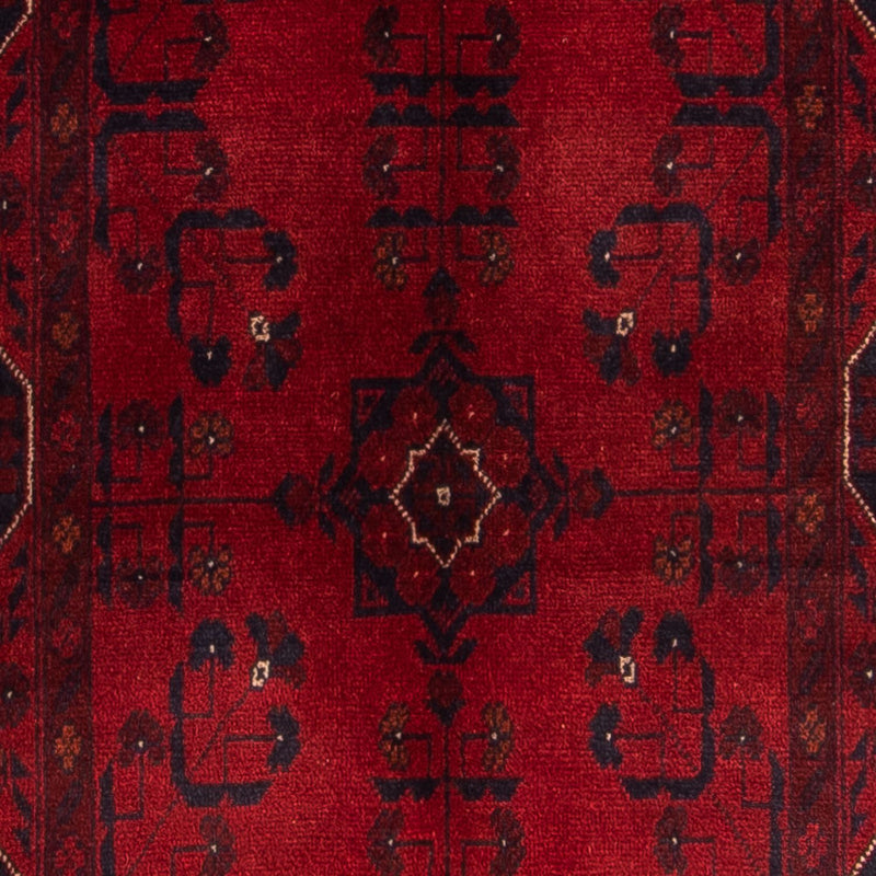 Tapis de couloir Tapis afghan - Kunduz - 298 x 82 cm - rouge foncé