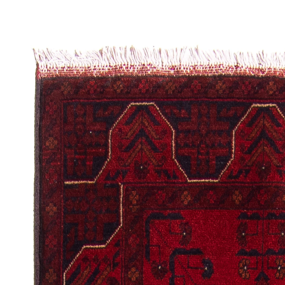 Tapis de couloir Tapis afghan - Kunduz - 298 x 82 cm - rouge foncé