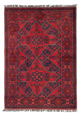 Tapis afghan - Kunduz - 125 x 78 cm - rouge foncé