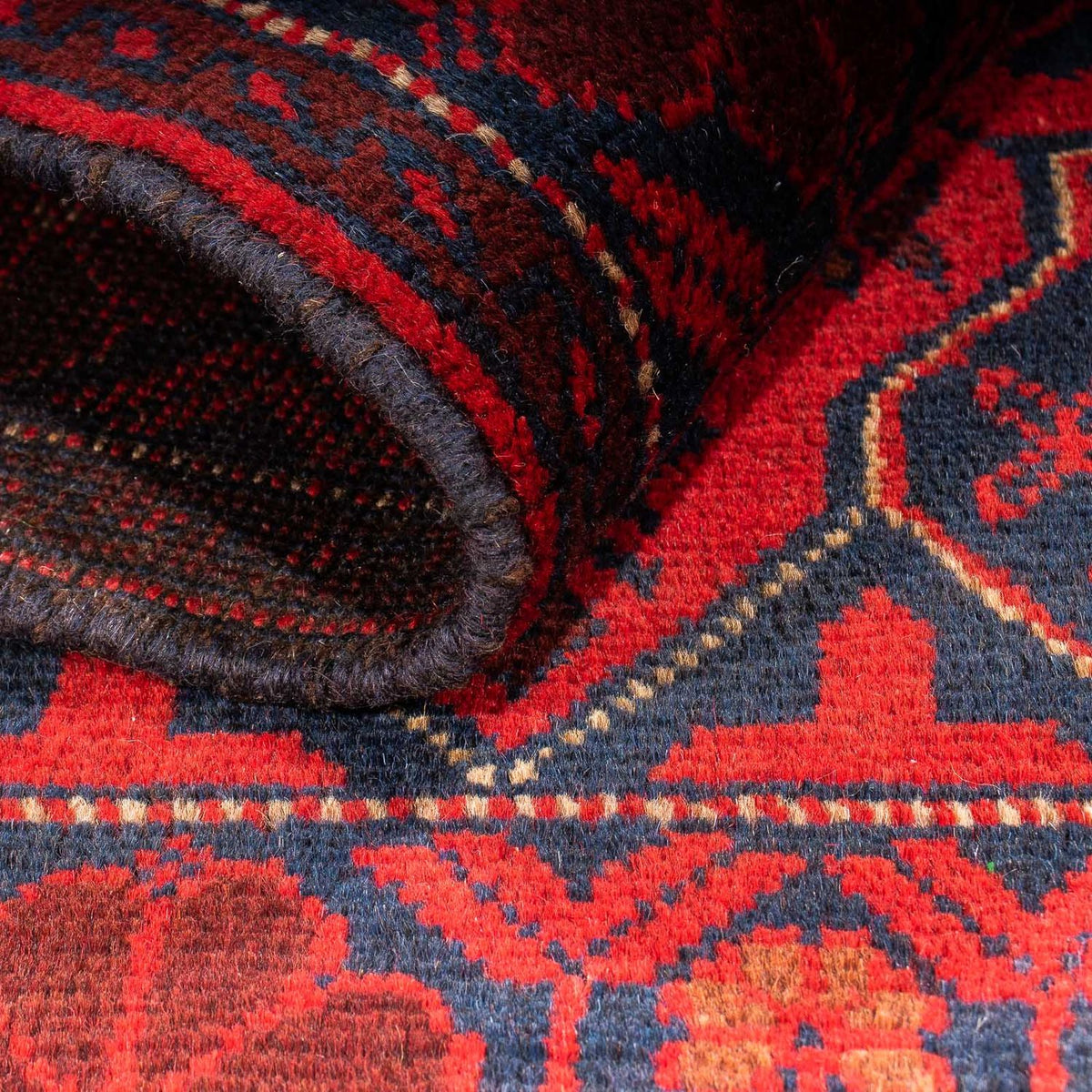 Tapis afghan - Kunduz - 125 x 78 cm - rouge foncé