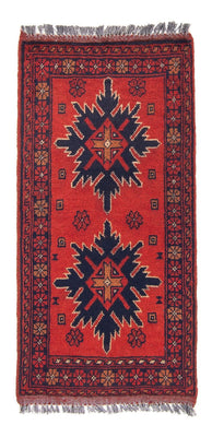 Tapis afghan - Kunduz - 98 x 49 cm - rouge foncé