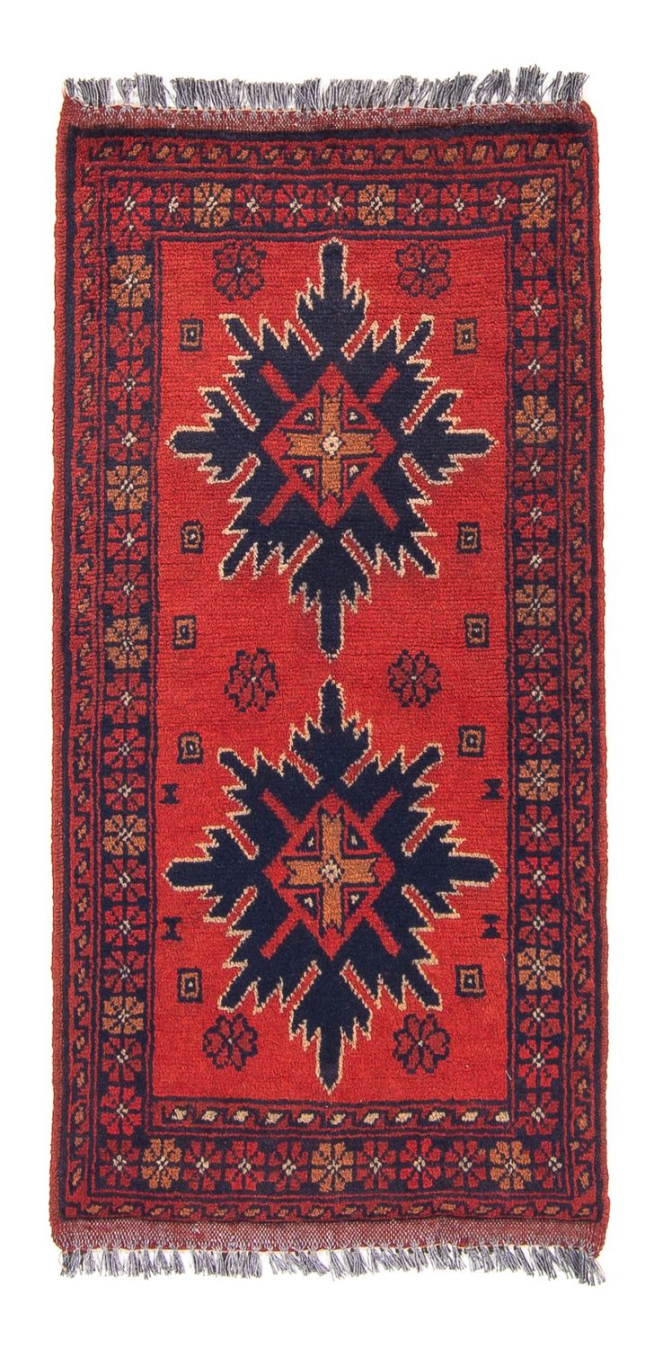 Tapis afghan - Kunduz - 98 x 49 cm - rouge foncé
