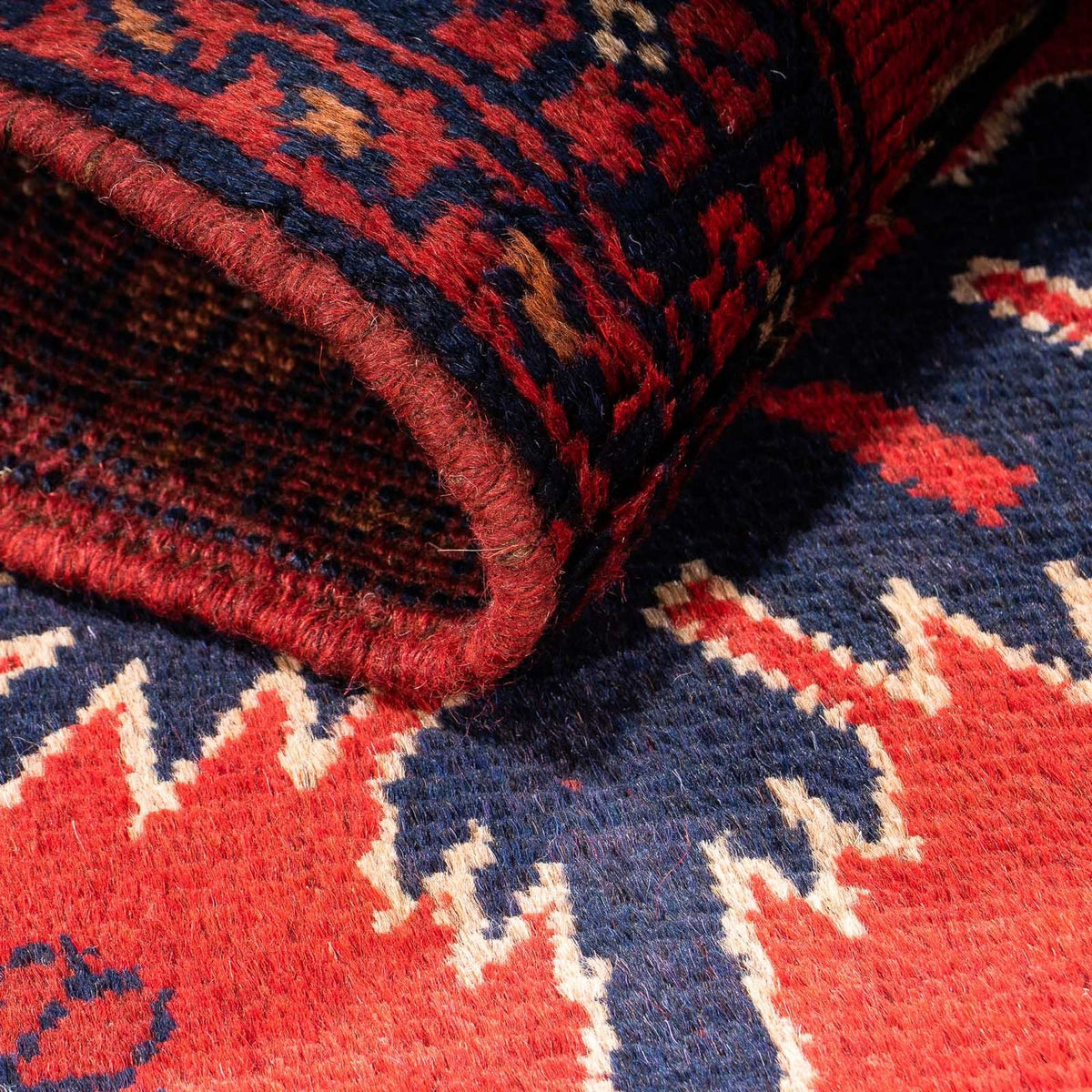 Tapis afghan - Kunduz - 98 x 49 cm - rouge foncé