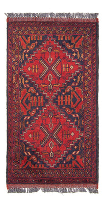 Tapis afghan - Kunduz - 102 x 52 cm - rouge foncé