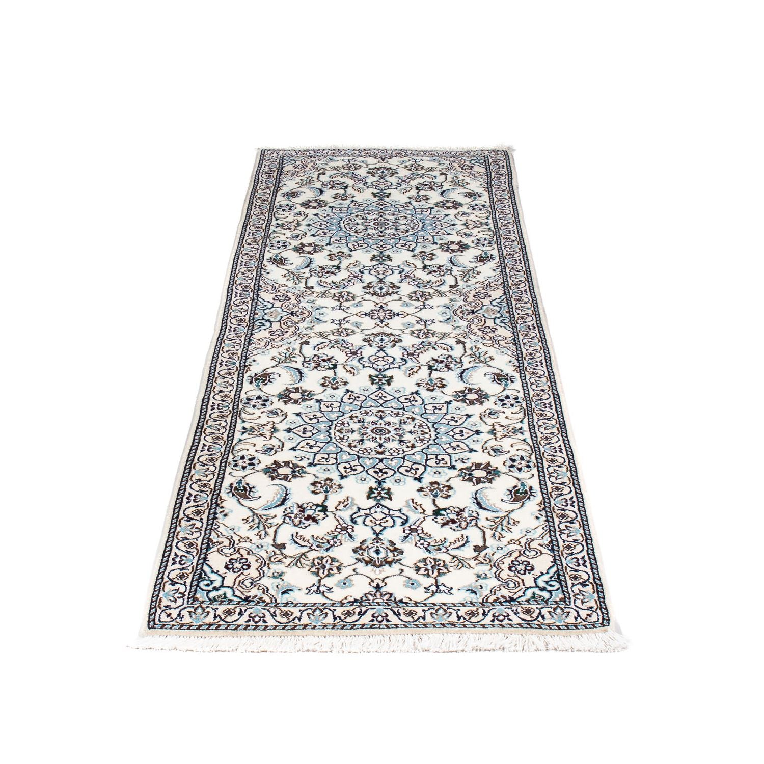 Tapis de couloir Tapis persan - Nain - Royal - 196 x 63 cm - beige