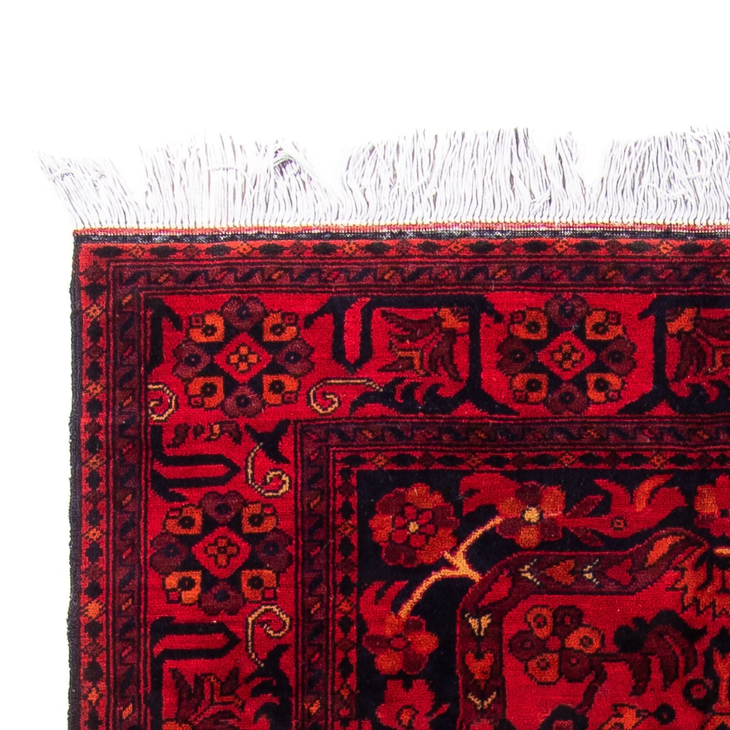 Tapis afghan - Kunduz - 203 x 102 cm - rouge foncé