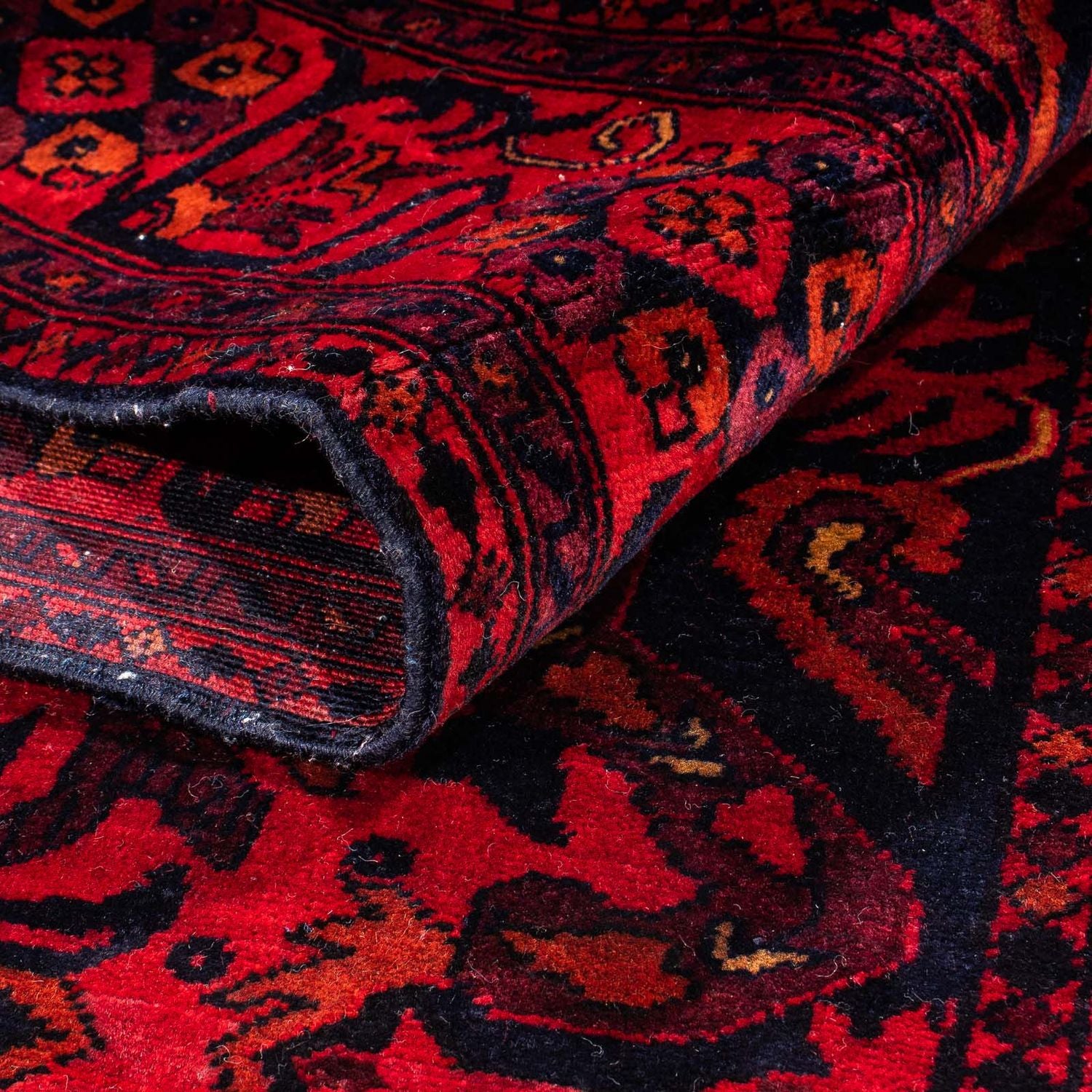Tapis afghan - Kunduz - 203 x 102 cm - rouge foncé