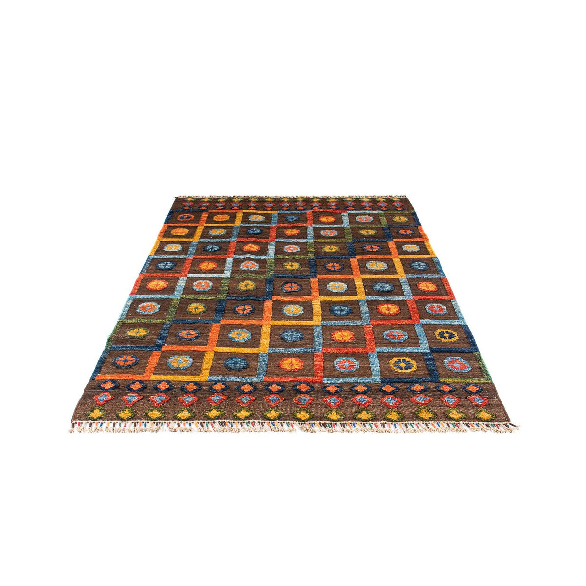 Tapis Kelim - Splash - 191 x 128 cm - marron