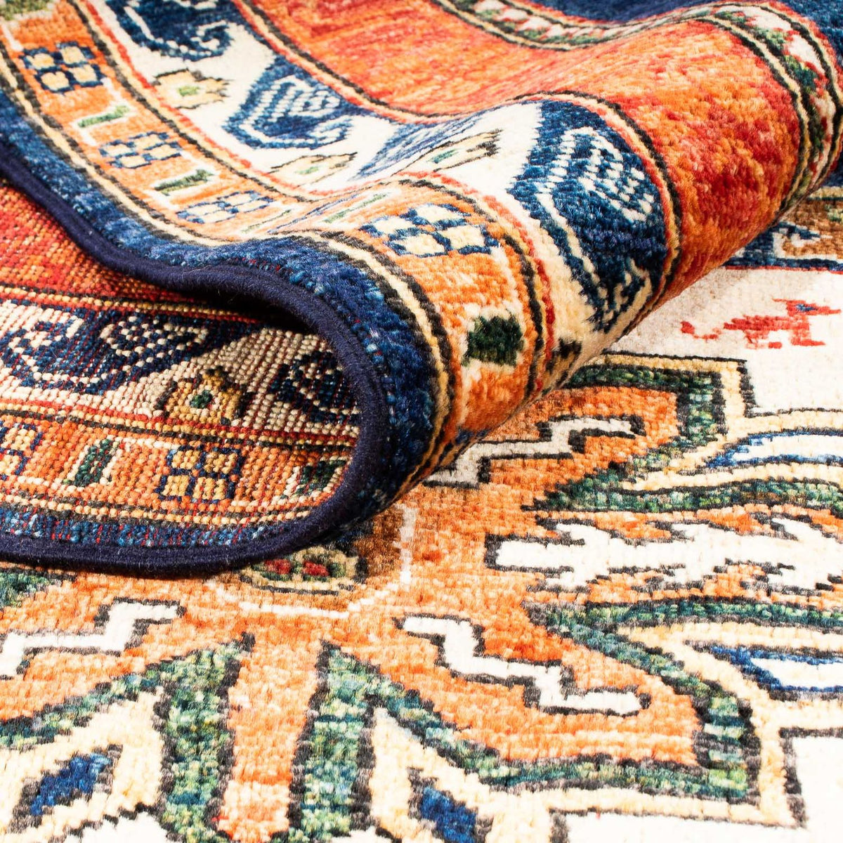 Tapis afghan - 185 x 122 cm - bleu foncé