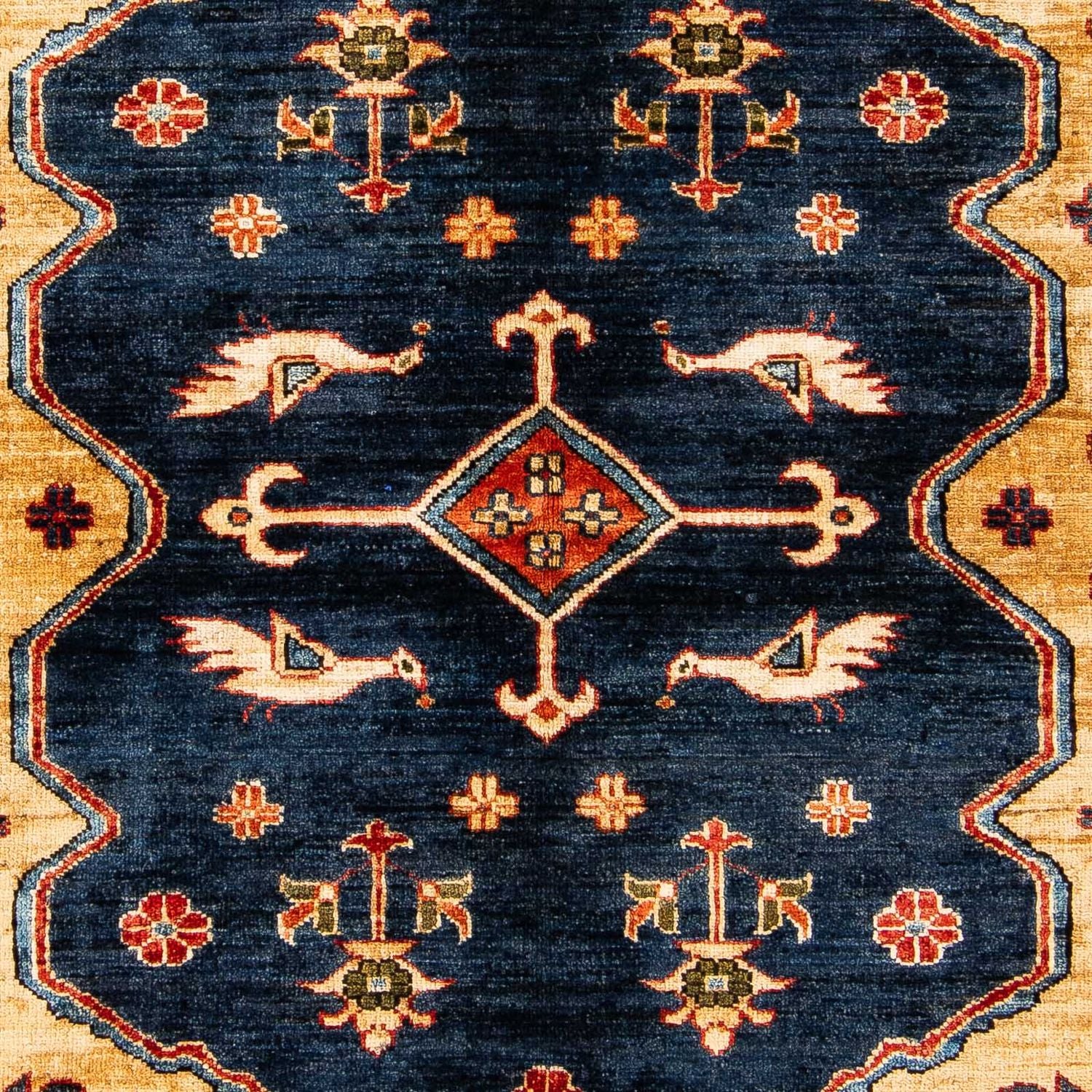 Tapis afghan - 200 x 152 cm - bleu foncé