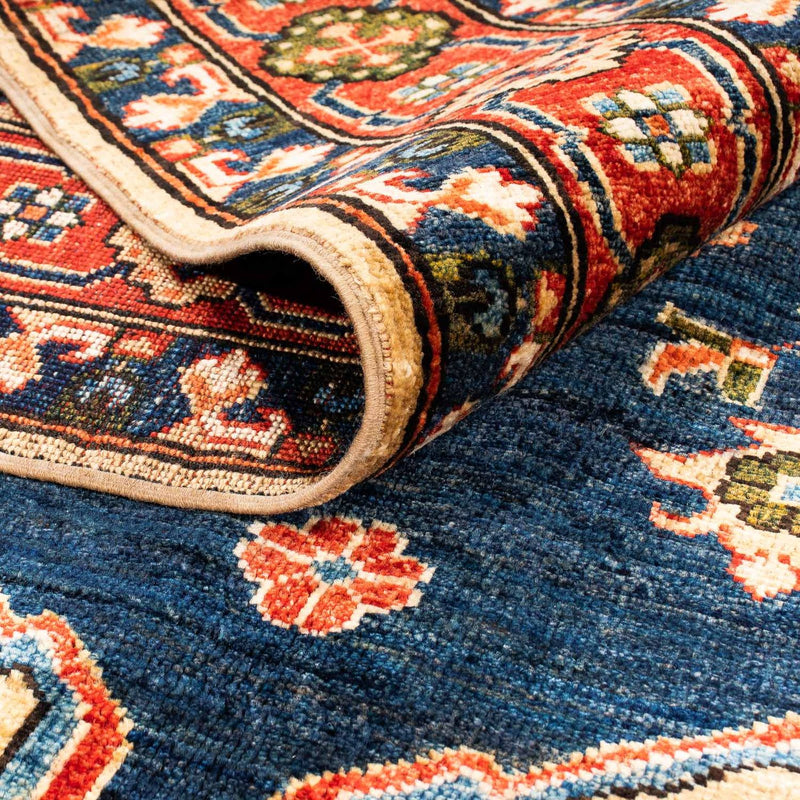 Tapis afghan - 200 x 152 cm - bleu foncé