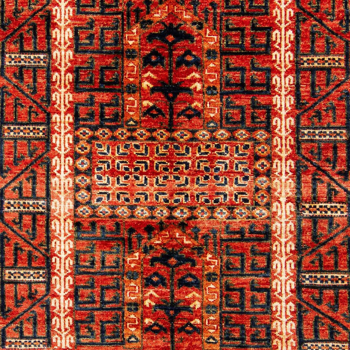 Tapis afghan - 196 x 158 cm - rouge