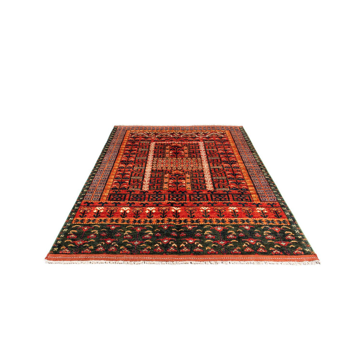 Tapis afghan - 196 x 158 cm - rouge