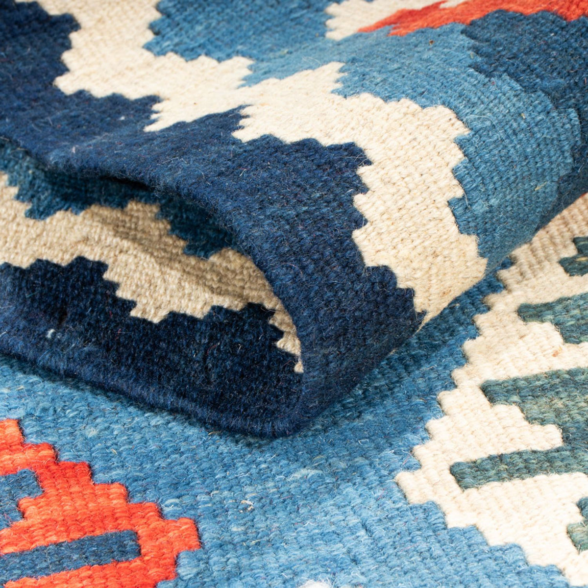 Tapis de couloir Tapis Kelim - Oriental - 204 x 62 cm - bleu