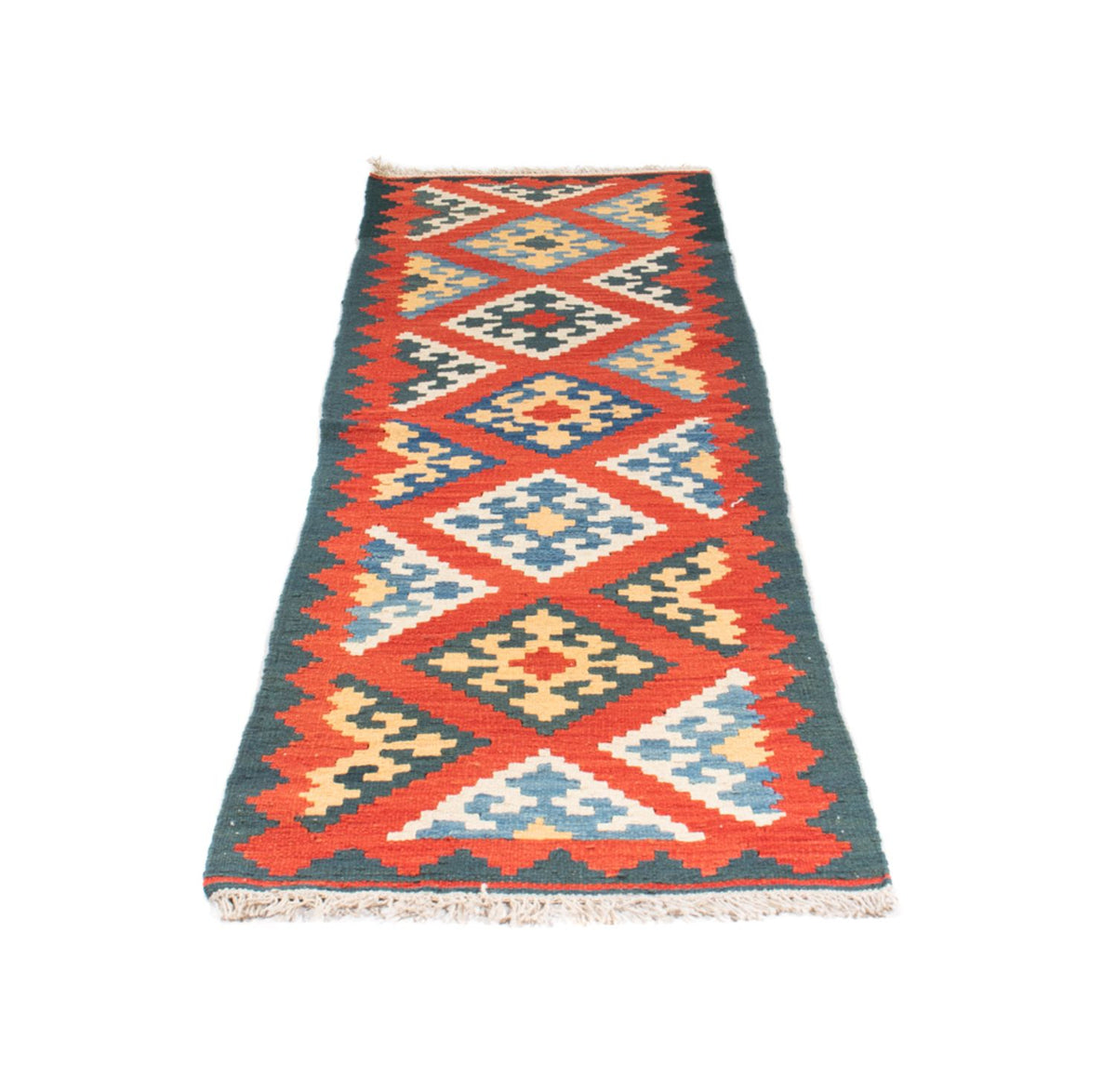 Tapis de couloir Tapis Kelim - Oriental - 207 x 62 cm - rouge foncé