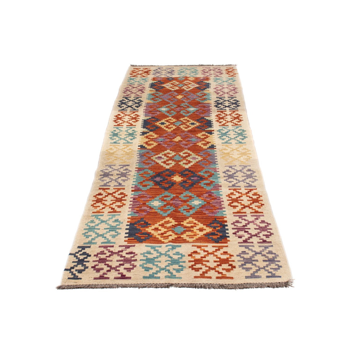 Tapis de couloir Tapis Kelim - Splash - 302 x 83 cm - multicolore