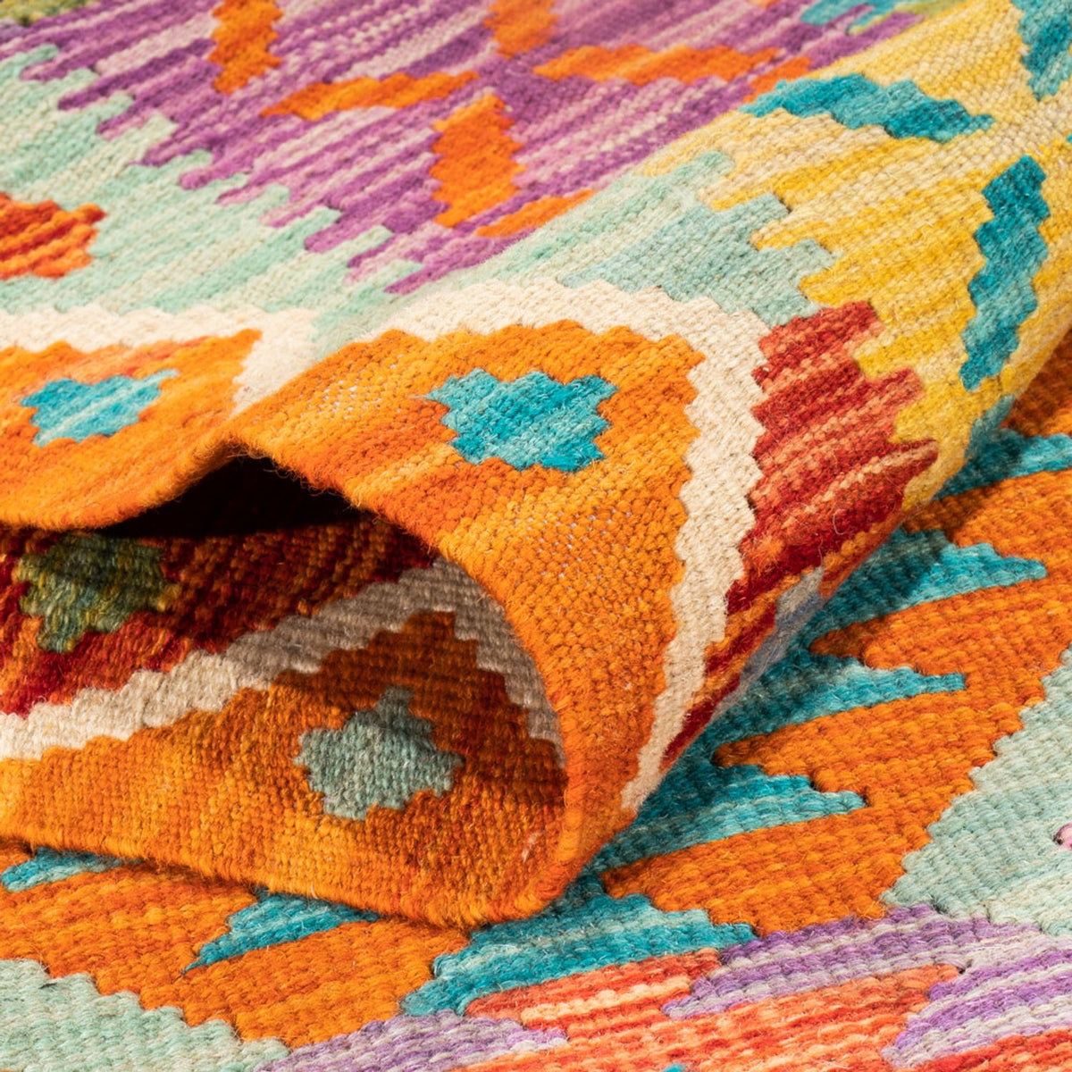 Tapis de couloir Tapis Kelim - Splash - 210 x 83 cm - multicolore