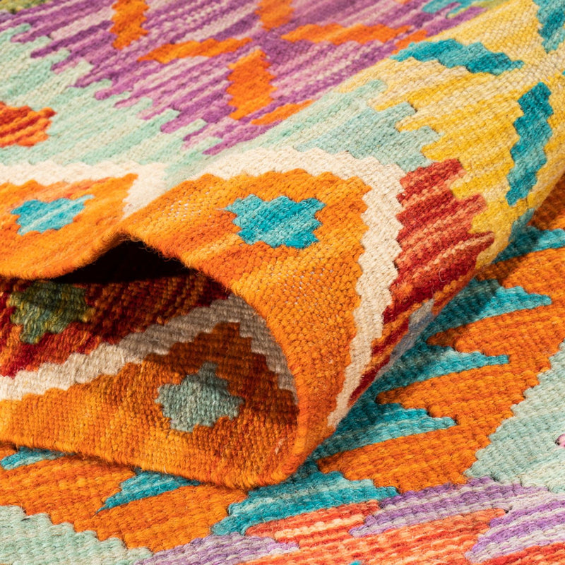 Tapis de couloir Tapis Kelim - Splash - 210 x 83 cm - multicolore