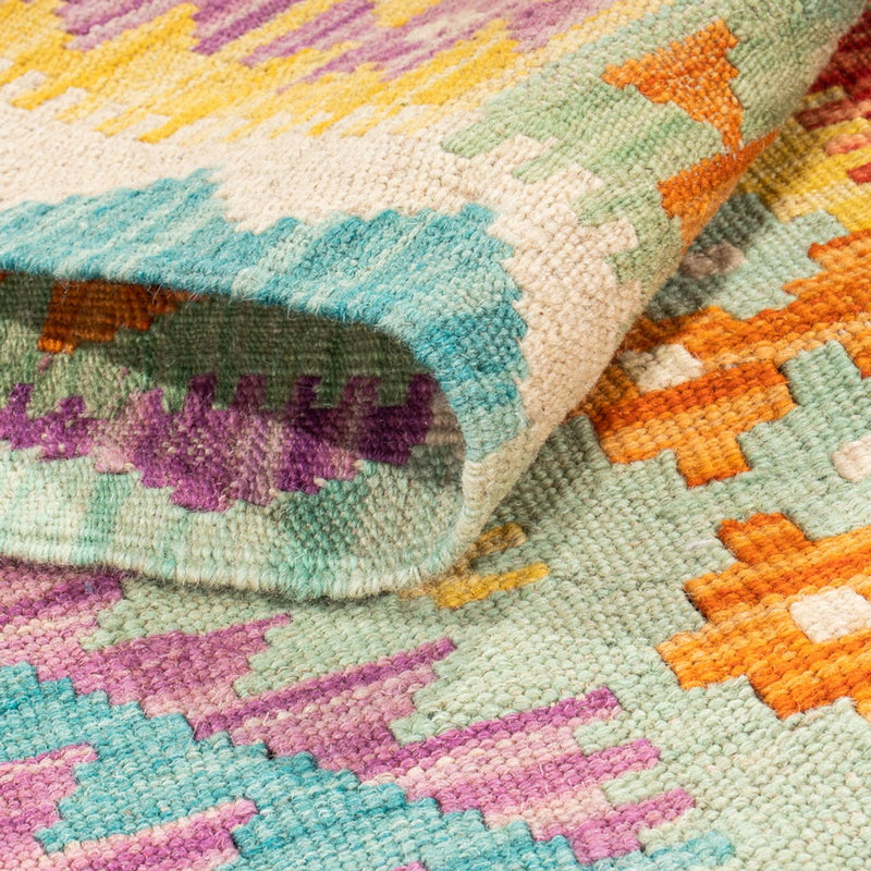 Tapis de couloir Tapis Kelim - Splash - 309 x 84 cm - multicolore