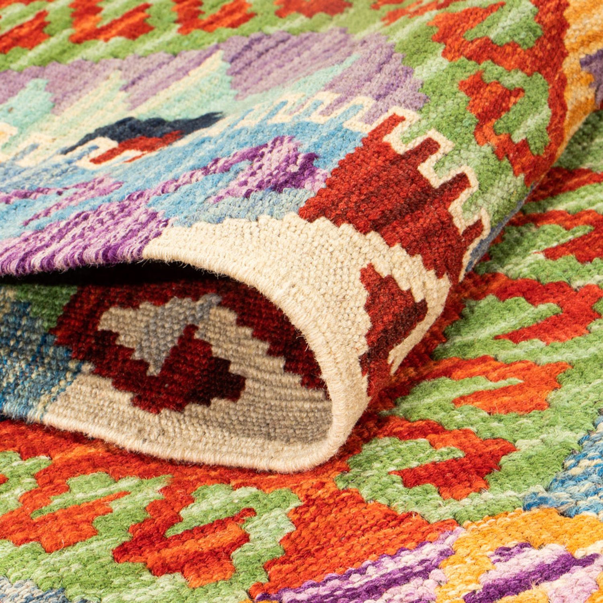 Tapis de couloir Tapis Kelim - Splash - 204 x 79 cm - multicolore