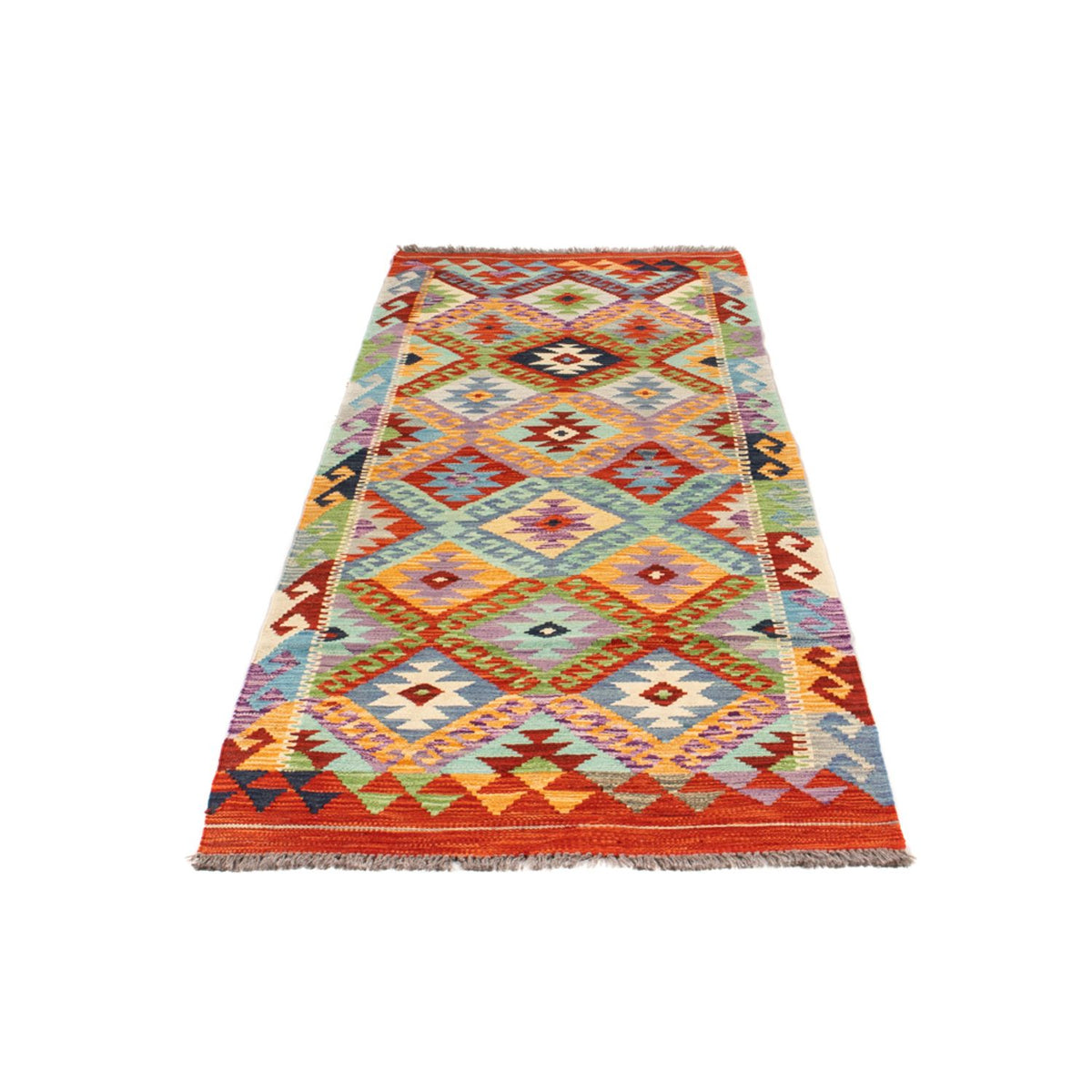 Tapis de couloir Tapis Kelim - Splash - 204 x 79 cm - multicolore