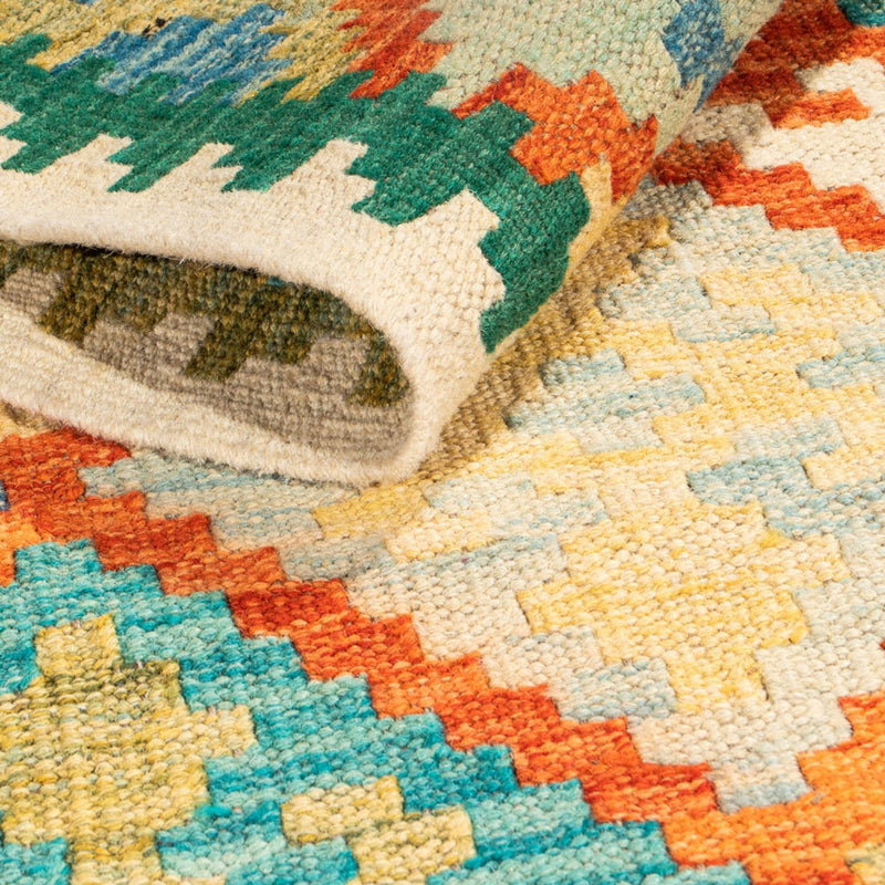 Tapis de couloir Tapis Kelim - Splash - 297 x 86 cm - multicolore