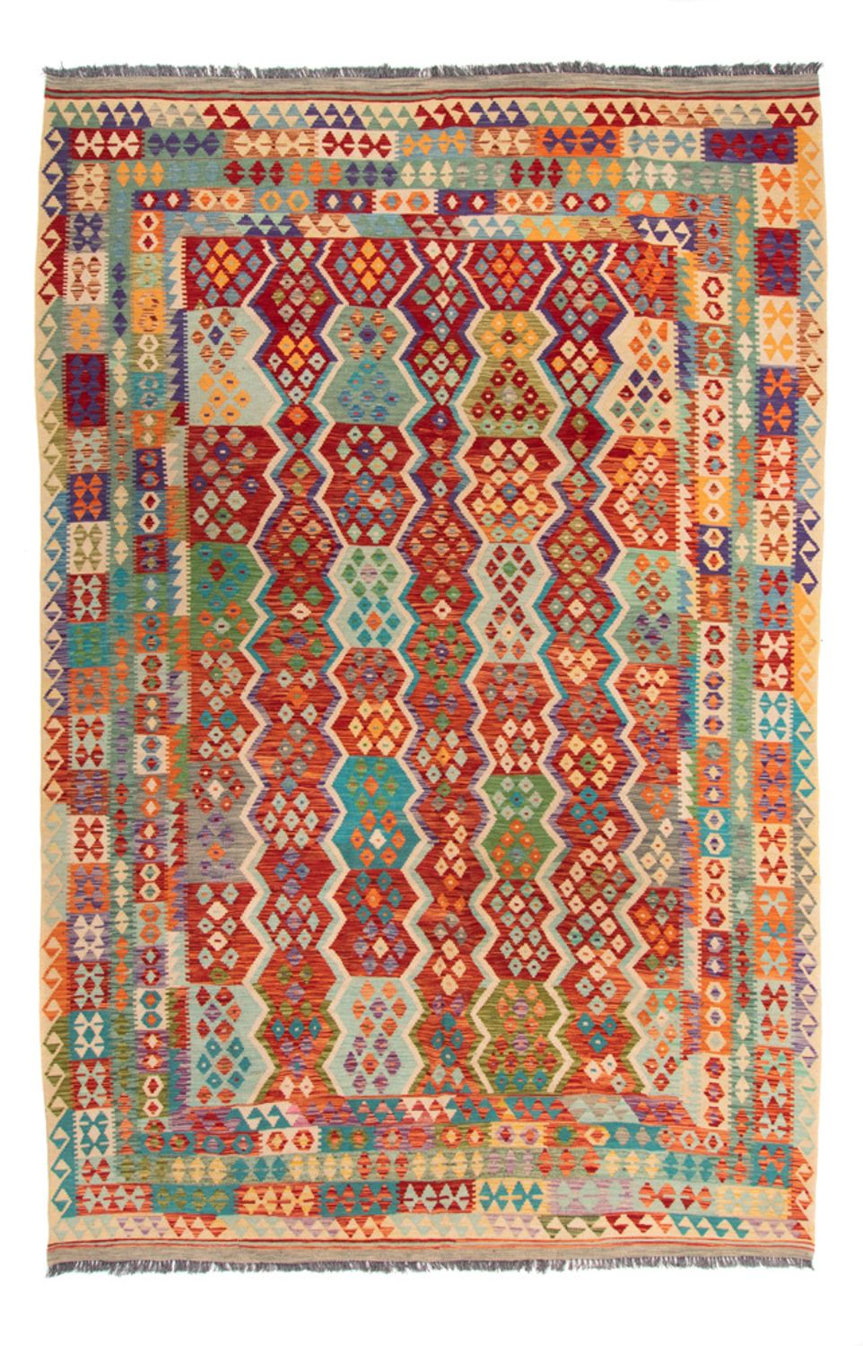 Tapis Kelim - Splash - 359 x 247 cm - multicolore
