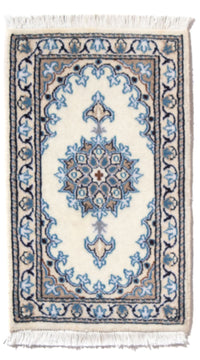 Tapis persan - Nain - 60 x 40 cm - crème