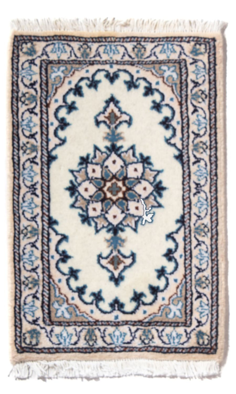 Tapis persan - Nain - 60 x 40 cm - crème