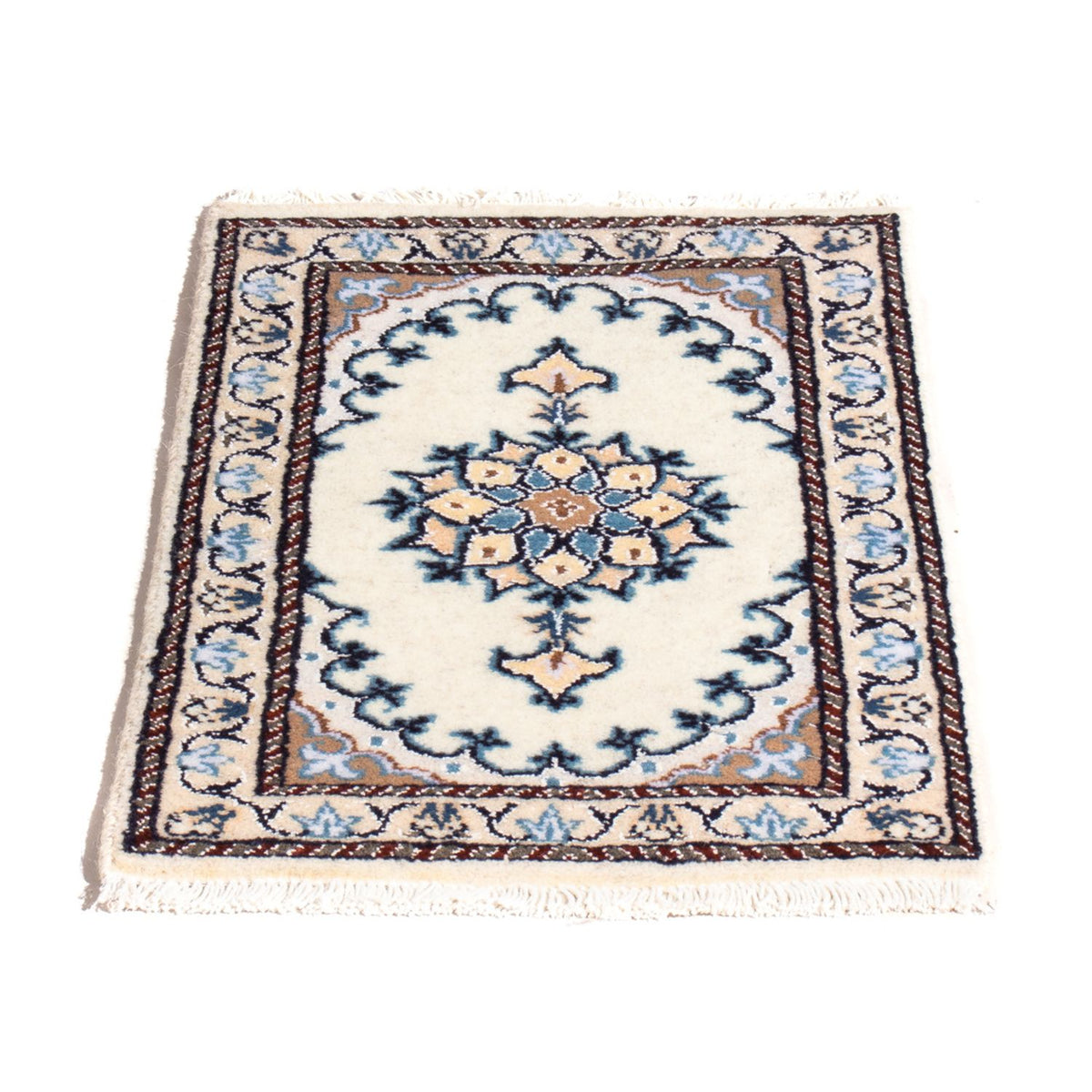 Tapis persan - Nain - 60 x 40 cm - crème