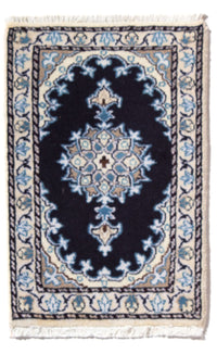 Tapis persan - Nain - 60 x 40 cm - bleu foncé